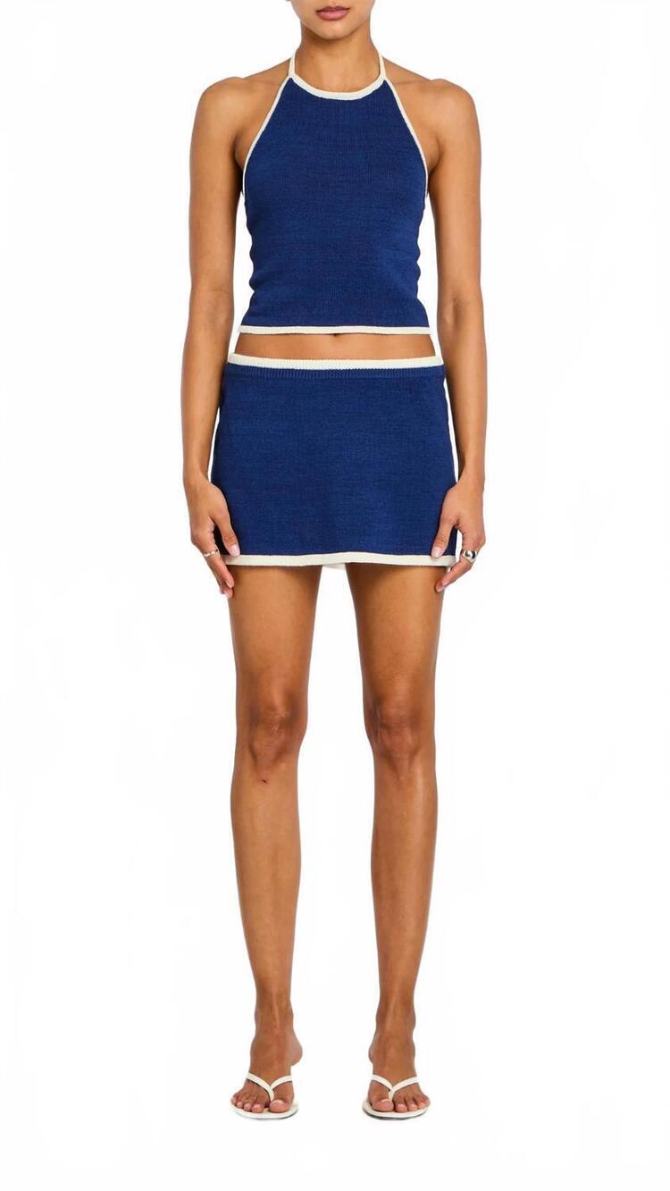 NEW SER.O.YA zava knit skirt in mariner blue